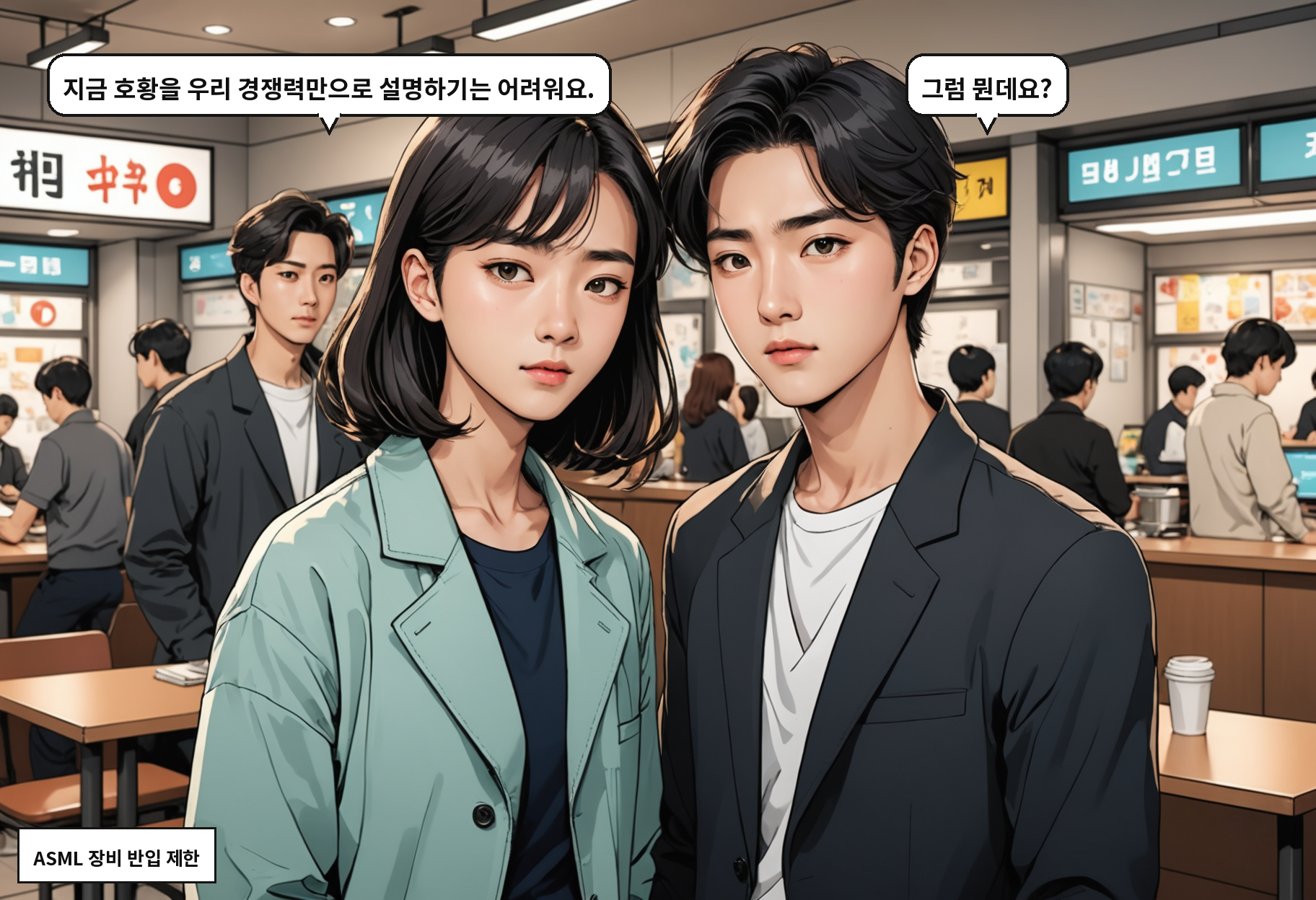 B: 지금 호황을 우리 경쟁력만으로 설명하기는 어려워요. A: 그럼 뭔데요?