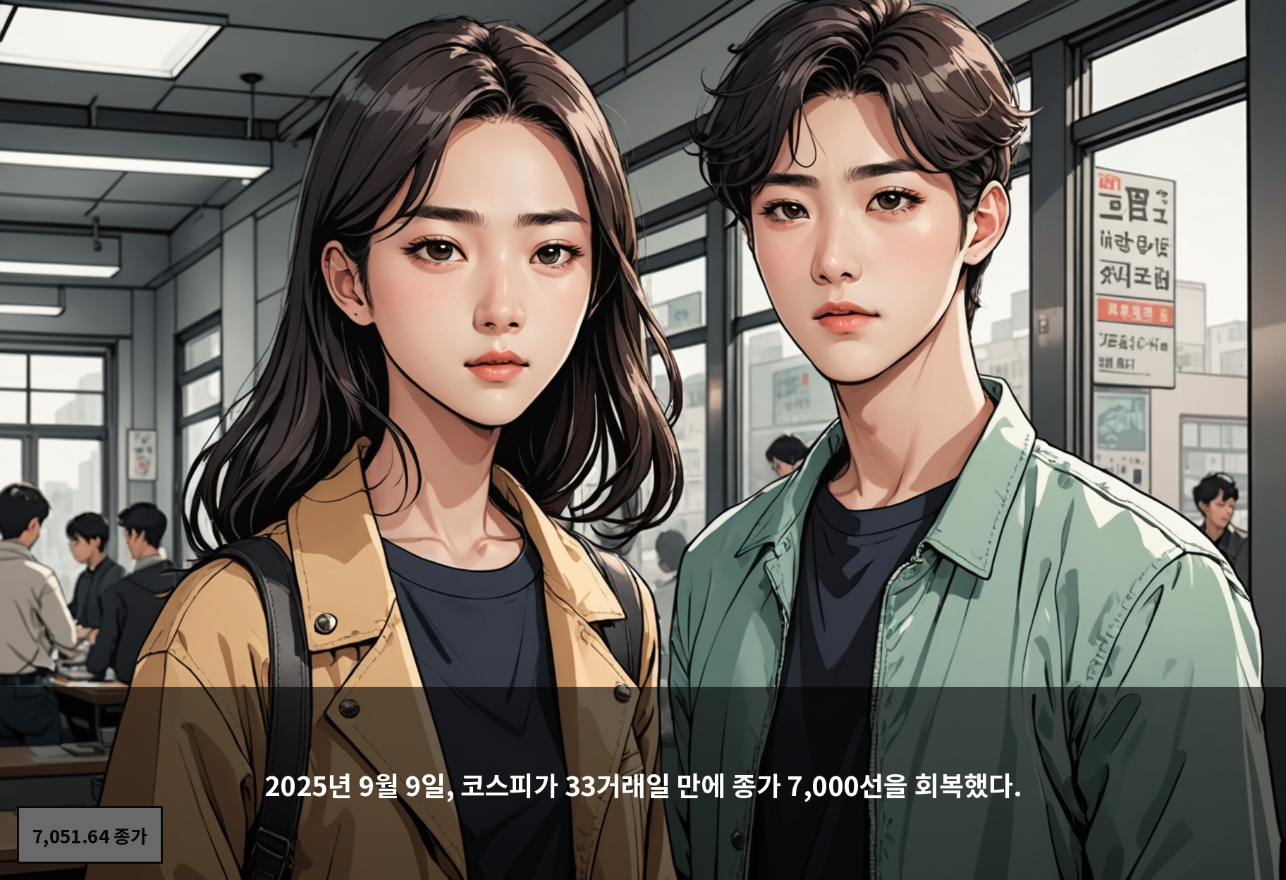 2025년 9월 9일, 코스피가 33거래일 만에 종가 7,000선을 회복했다.