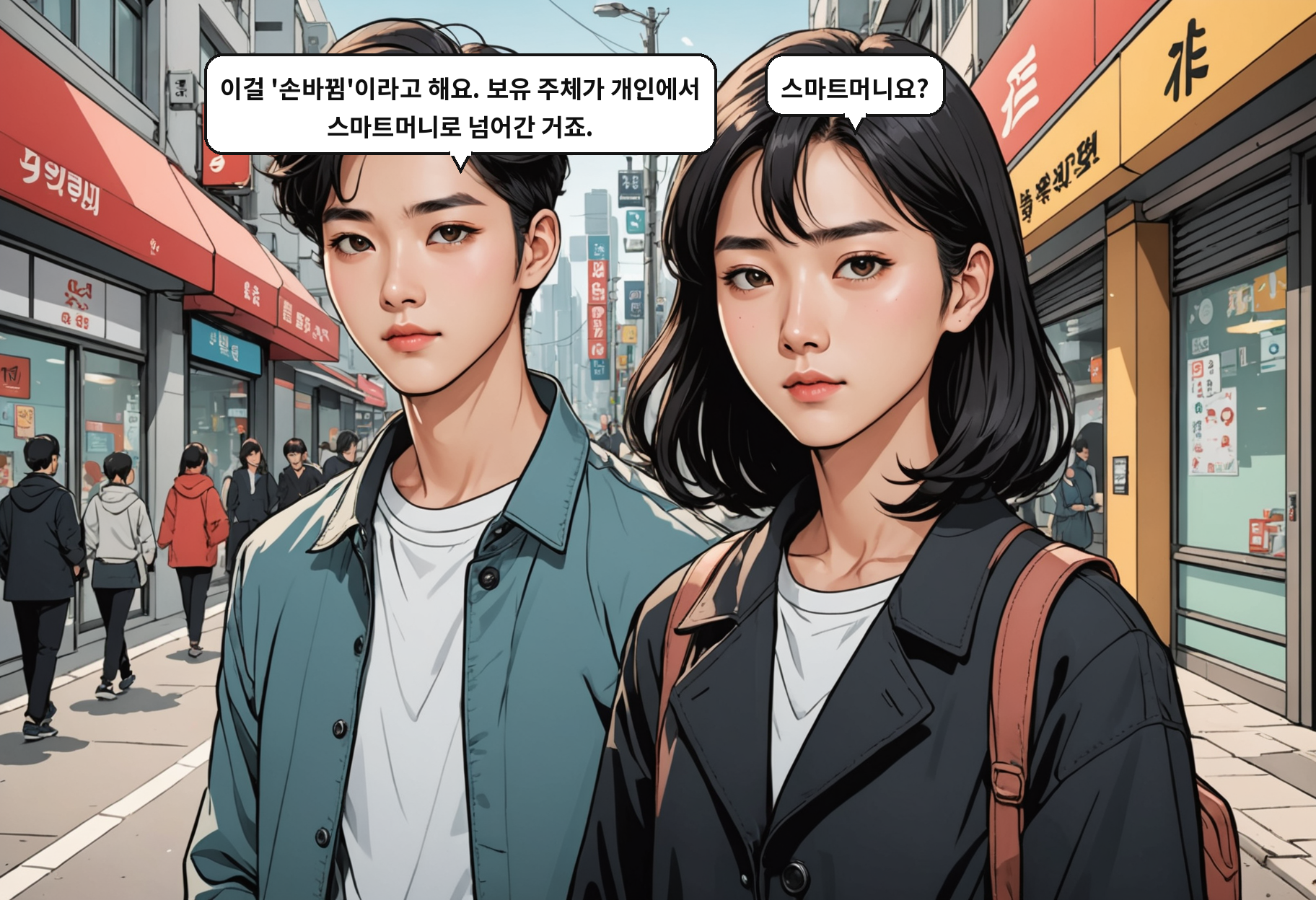 A: 이걸 '손바뀜'이라고 해요. 보유 주체가 개인에서 스마트머니로 넘어간 거죠. B: 스마트머니요?