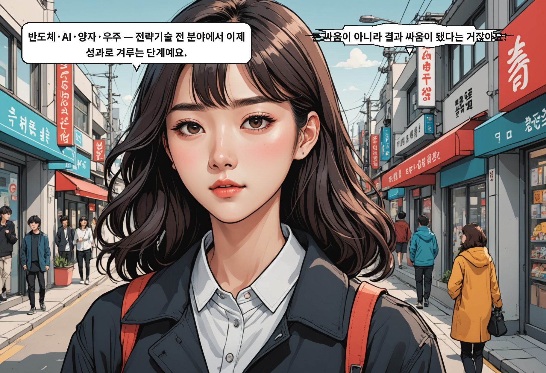 B: 반도체·AI·양자·우주 — 전략기술 전 분야에서 이제 성과로 겨루는 단계예요. A: 돈 싸움이 아니라 결과 싸움이 됐다는 거잖아요!