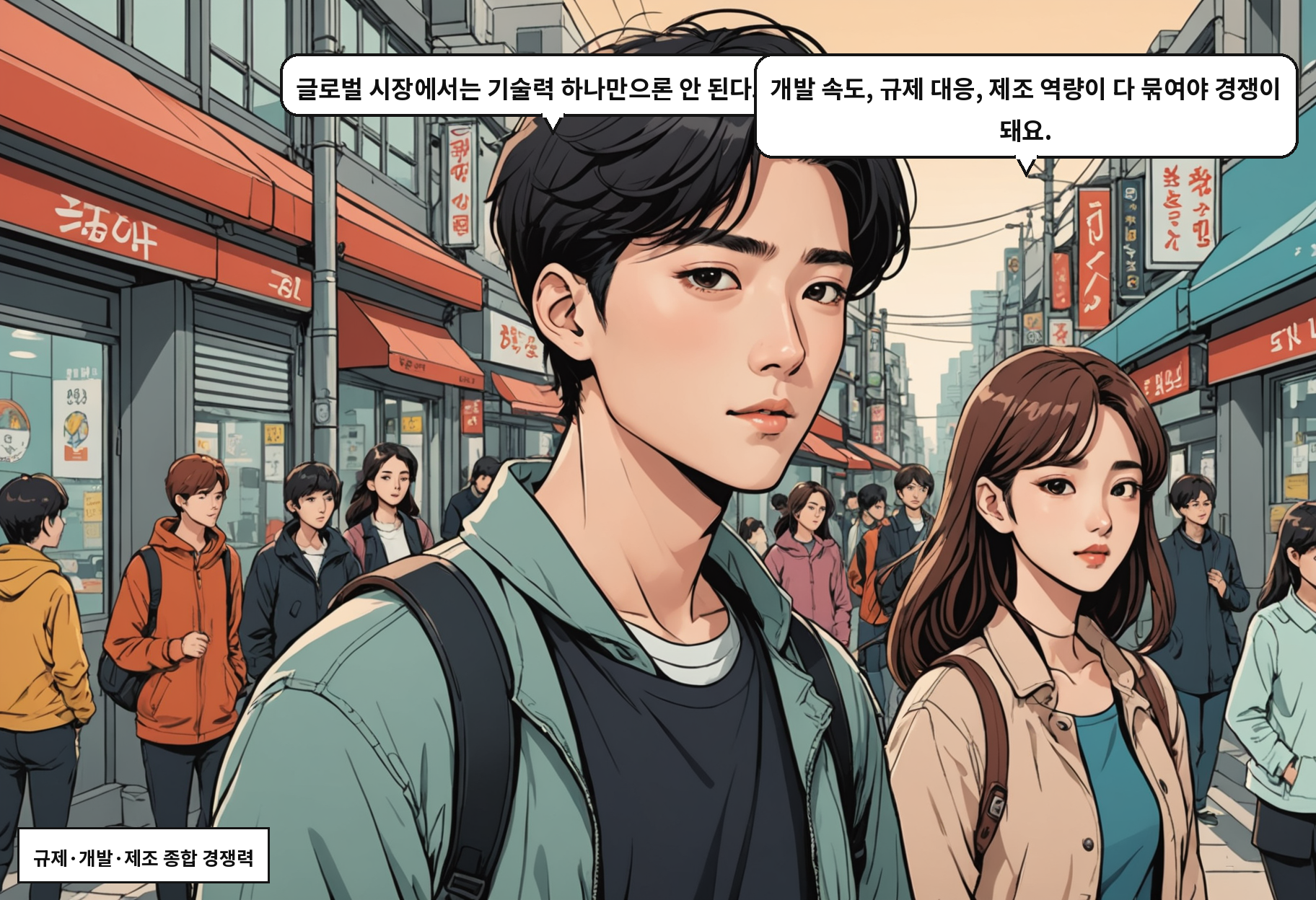 A: 글로벌 시장에서는 기술력 하나만으론 안 된다고요? B: 개발 속도, 규제 대응, 제조 역량이 다 묶여야 경쟁이 돼요.