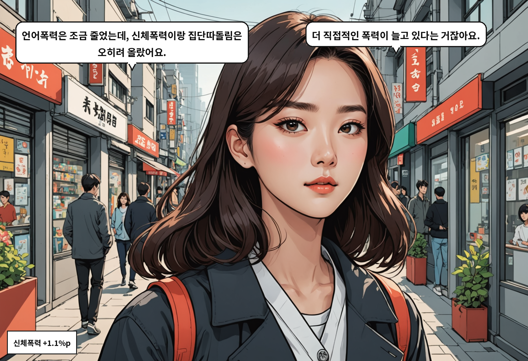 A: 언어폭력은 여전히 제일 많고요. 신체폭력이랑 집단따돌림이 작년보다 더 늘었어요. B: 온라인 시대에 오히려 직접 때리는 게 는다는 거네요.