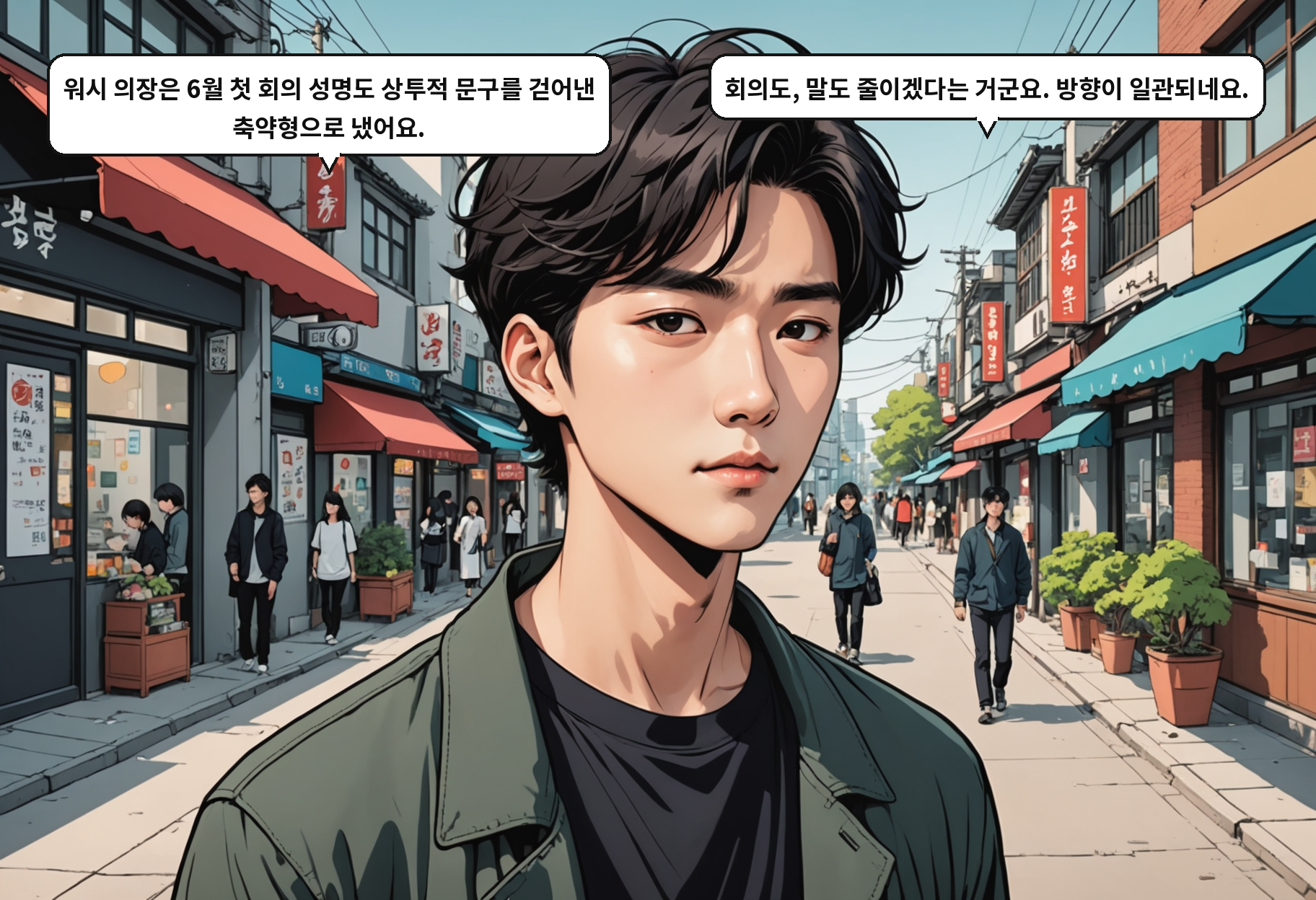 B: 워시 의장은 6월 첫 회의 성명도 상투적 문구를 걷어낸 축약형으로 냈어요. A: 회의도, 말도 줄이겠다는 거군요. 방향이 일관되네요.