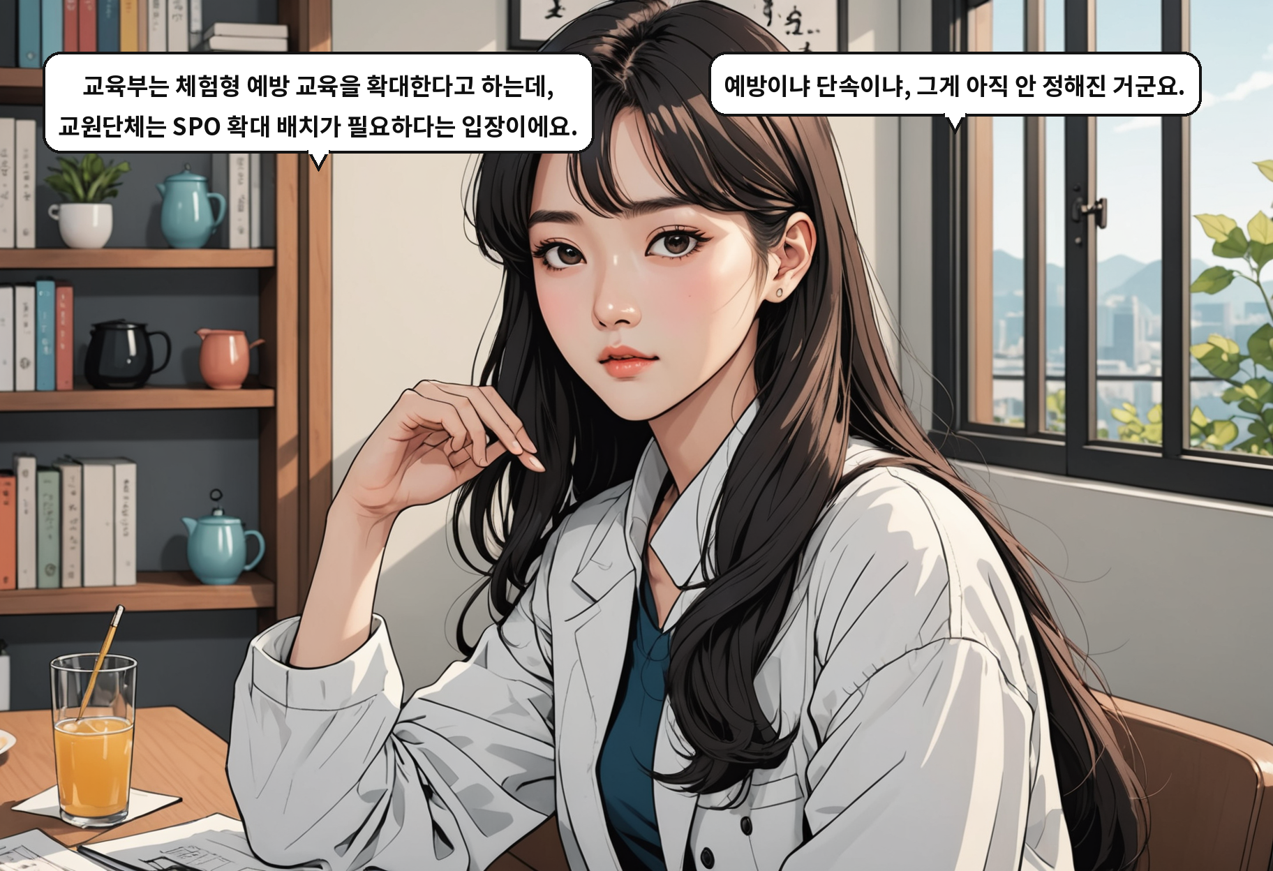 A: 교육부는 체험형 예방 교육을 확대한다고 하는데, 교원단체는 SPO 확대 배치가 필요하다는 입장이에요. B: 예방이냐 단속이냐, 그게 아직 안 정해진 거군요.