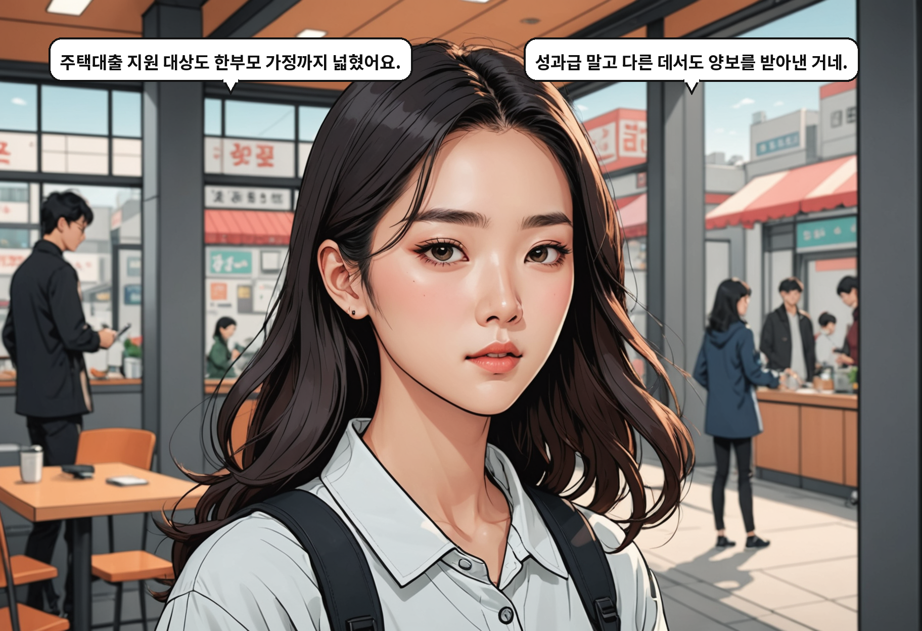 A: 주택대출 지원 대상도 한부모 가정까지 넓혔어요. B: 성과급 말고 다른 데서도 양보를 받아낸 거네.