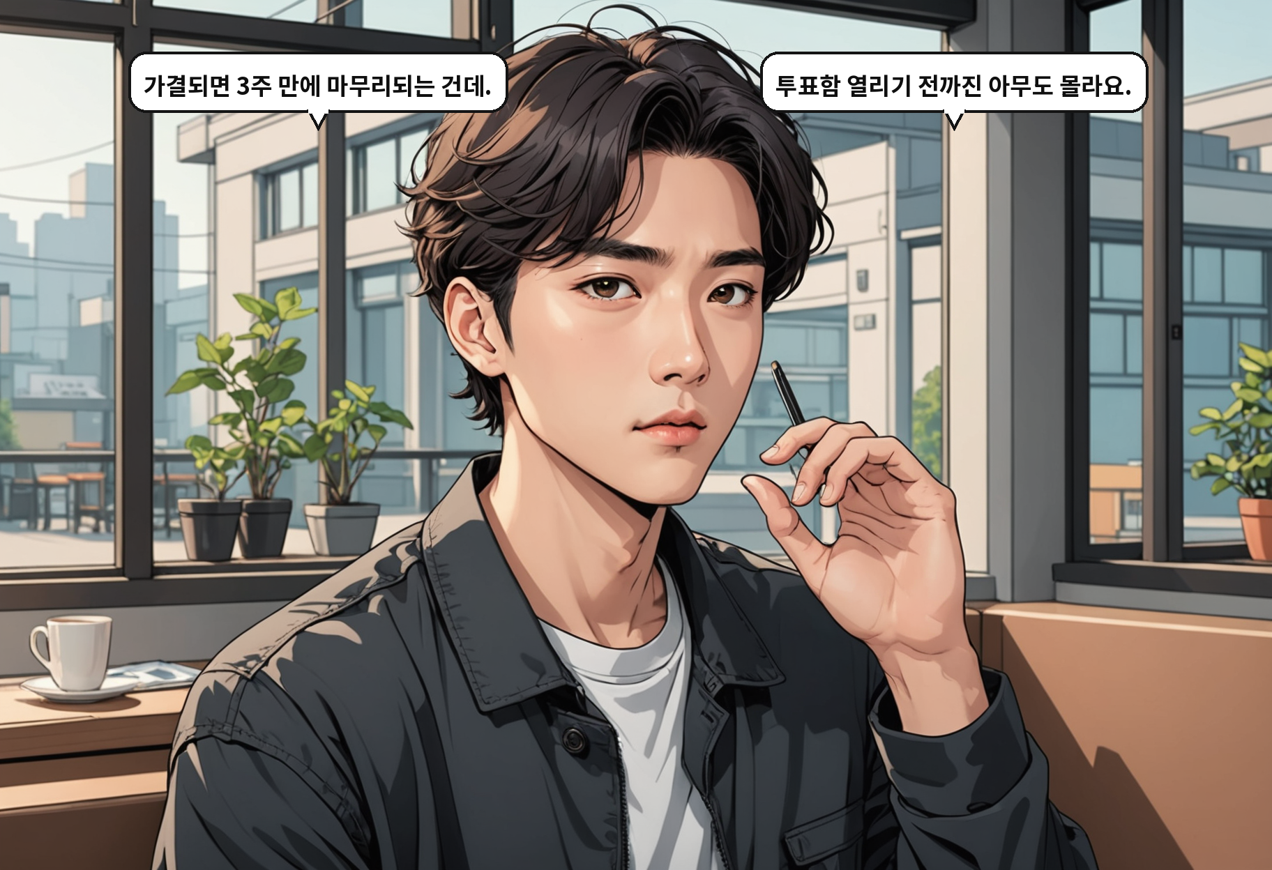 B: 가결되면 3주 만에 마무리되는 건데. A: 투표함 열리기 전까진 아무도 몰라요.