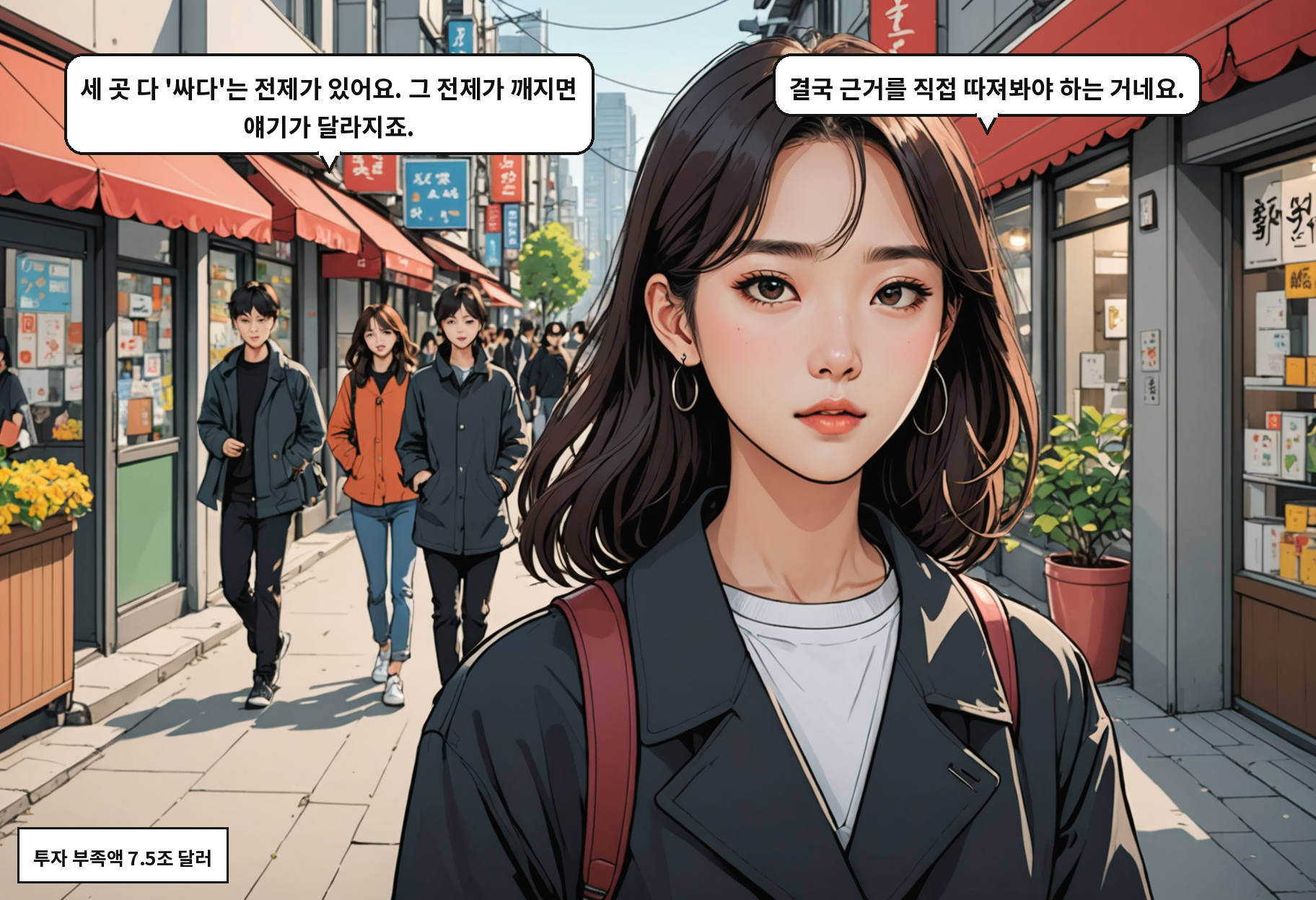 A: 세 곳 다 '싸다'는 전제가 있어요. 그 전제가 깨지면 얘기가 달라지죠. B: 결국 근거를 직접 따져봐야 하는 거네요.