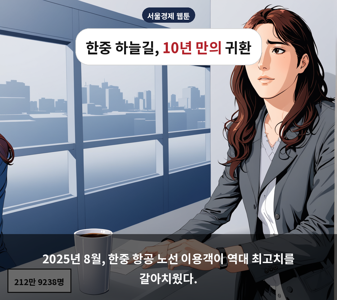 2025년 8월, 한중 항공 노선 이용객이 역대 최고치를 갈아치웠다.