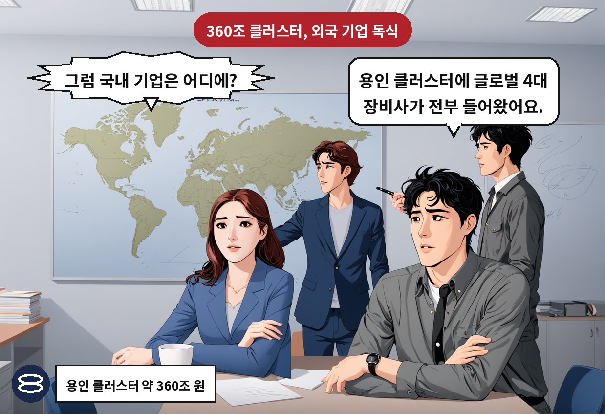 B: 용인 클러스터에 글로벌 4대 장비사가 전부 들어왔어요. A: 그럼 국내 기업은 어디에?