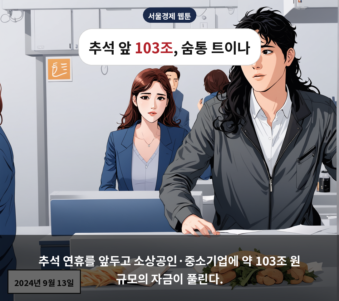 추석 연휴를 앞두고 소상공인·중소기업에 약 103조 원 규모의 자금이 풀린다.