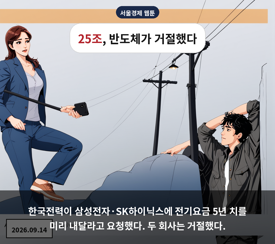 한국전력이 삼성전자·SK하이닉스에 전기요금 5년 치를 미리 내달라고 요청했다. 두 회사는 거절했다.
