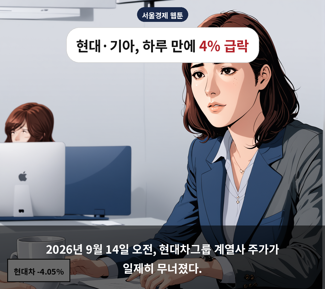 2026년 9월 14일 오전, 현대차그룹 계열사 주가가 일제히 무너졌다.