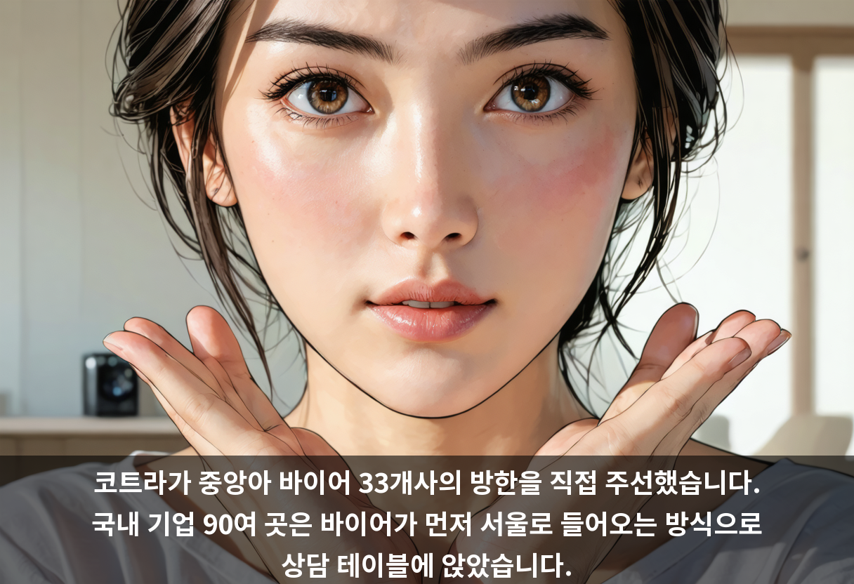 코트라가 중앙아 바이어 33개사의 방한을 직접 주선했습니다. 국내 기업 90여 곳은 바이어가 먼저 서울로 들어오는 방식으로 상담 테이블에 앉았습니다.