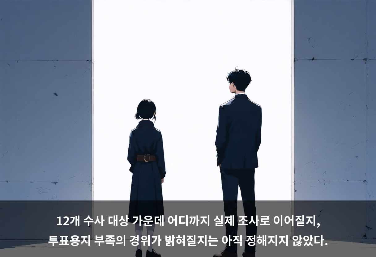 12개 수사 대상 가운데 어디까지 실제 조사로 이어질지, 투표용지 부족의 경위가 밝혀질지는 아직 정해지지 않았다.