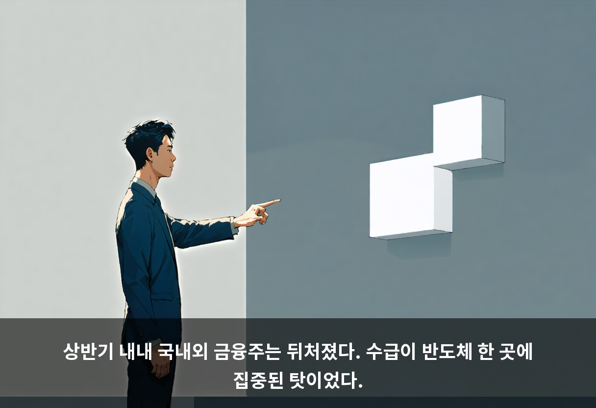 상반기 내내 국내외 금융주는 뒤처졌다. 수급이 반도체 한 곳에 집중된 탓이었다.