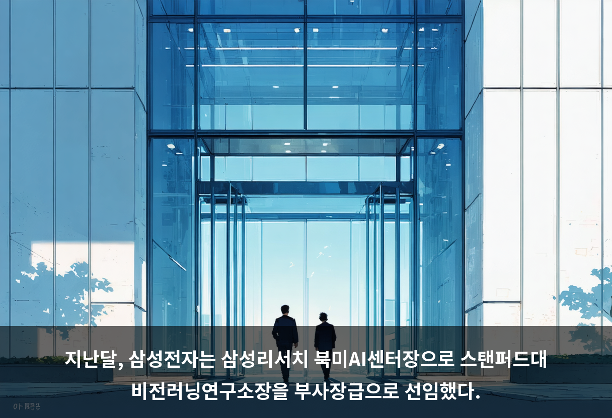 지난달, 삼성전자는 삼성리서치 북미AI센터장으로 스탠퍼드대 비전러닝연구소장을 부사장급으로 선임했다.