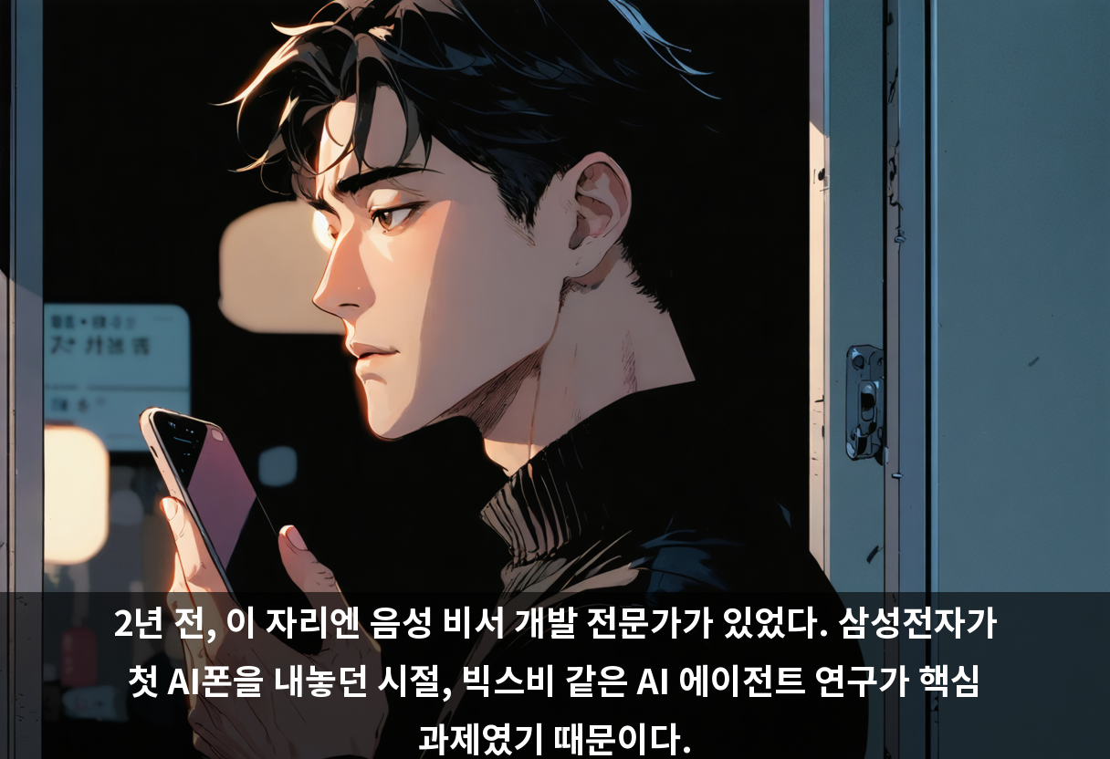 2년 전, 이 자리엔 음성 비서 개발 전문가가 있었다. 삼성전자가 첫 AI폰을 내놓던 시절, 빅스비 같은 AI 에이전트 연구가 핵심 과제였기 때문이다.