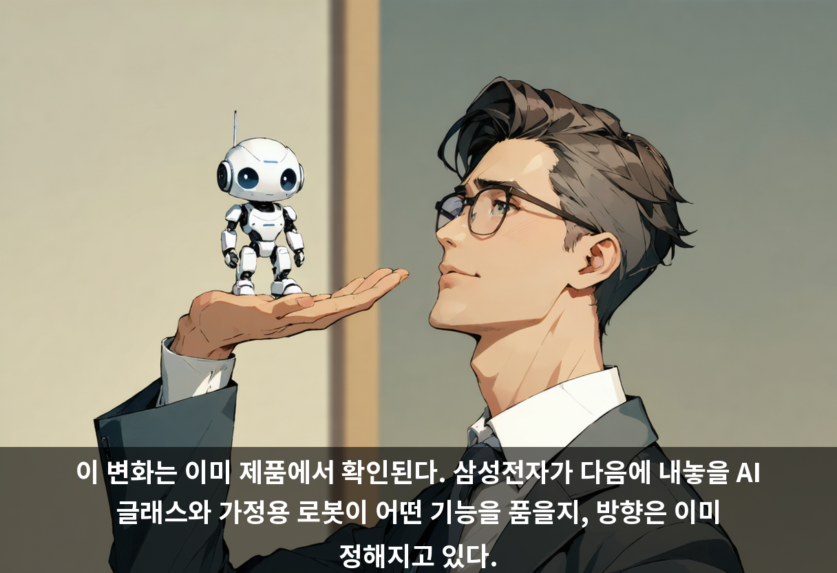 이 변화는 이미 제품에서 확인된다. 삼성전자가 다음에 내놓을 AI 글래스와 가정용 로봇이 어떤 기능을 품을지, 방향은 이미 정해지고 있다.