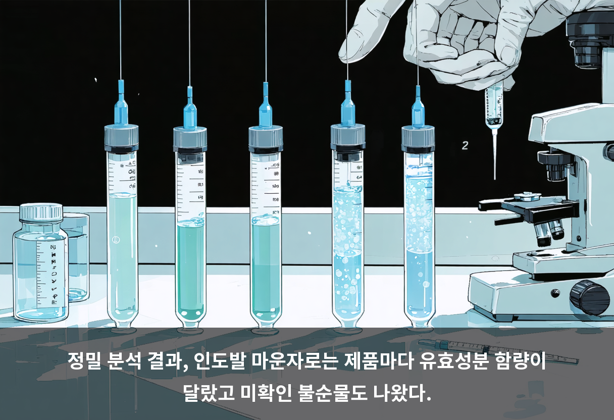 정밀 분석 결과, 인도발 마운자로는 제품마다 유효성분 함량이 달랐고 미확인 불순물도 나왔다.