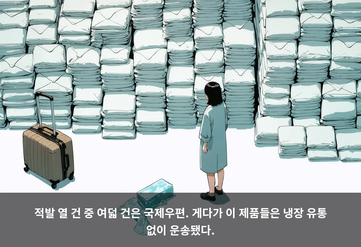 적발 열 건 중 여덟 건은 국제우편. 게다가 이 제품들은 냉장 유통 없이 운송됐다.