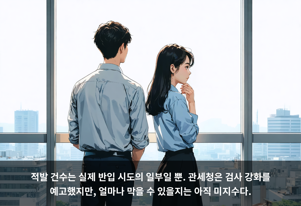 적발 건수는 실제 반입 시도의 일부일 뿐. 관세청은 검사 강화를 예고했지만, 얼마나 막을 수 있을지는 아직 미지수다.