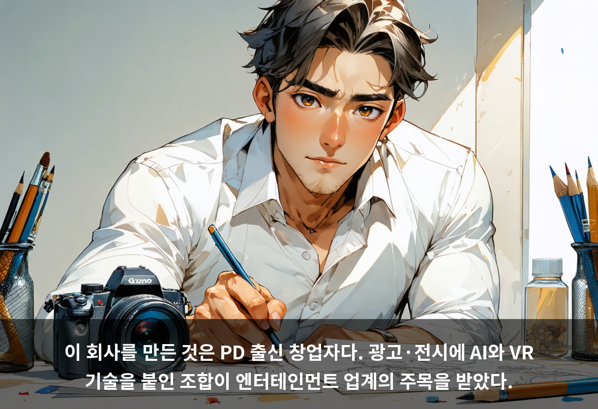 이 회사를 만든 것은 PD 출신 창업자다. 광고·전시에 AI와 VR 기술을 붙인 조합이 엔터테인먼트 업계의 주목을 받았다.