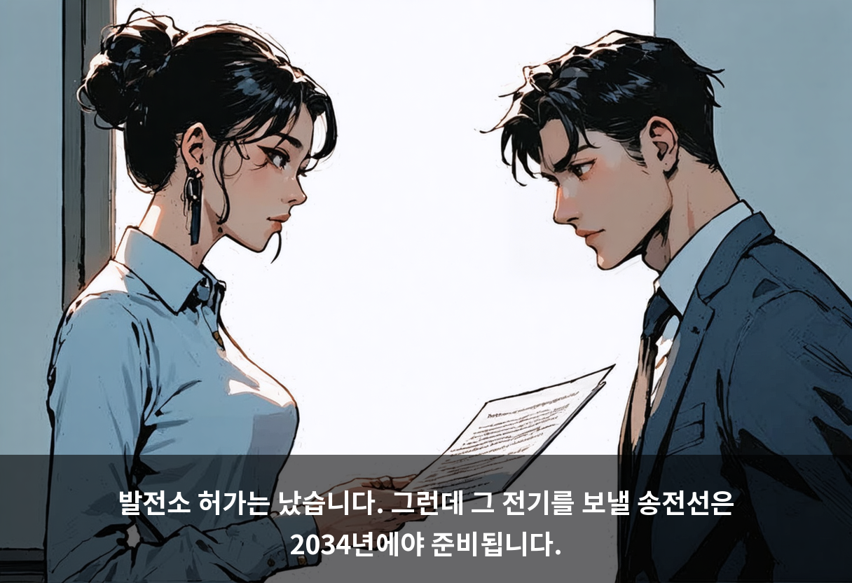 발전소 허가는 났습니다. 그런데 그 전기를 보낼 송전선은 2034년에야 준비됩니다.