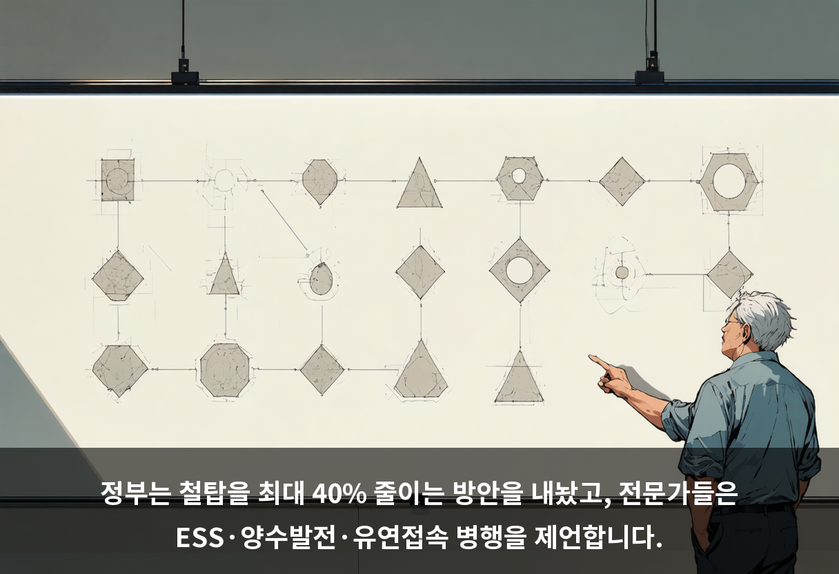 정부는 철탑을 최대 40% 줄이는 방안을 내놨고, 전문가들은 ESS·양수발전·유연접속 병행을 제언합니다.