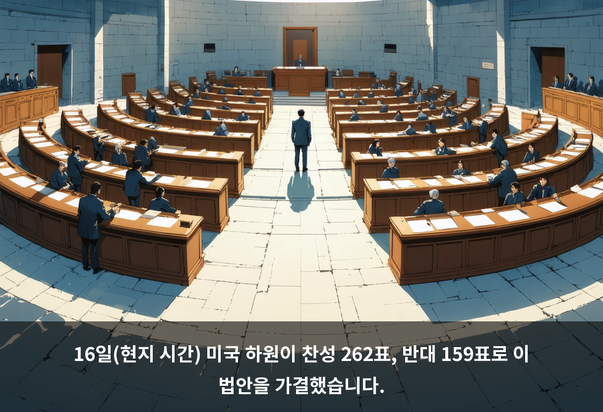16일(현지 시간) 미국 하원이 찬성 262표, 반대 159표로 이 법안을 가결했습니다.