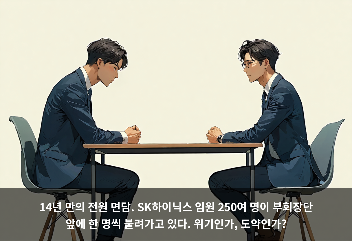14년 만의 전원 면담. SK하이닉스 임원 250여 명이 부회장단 앞에 한 명씩 불려가고 있다. 위기인가, 도약인가?