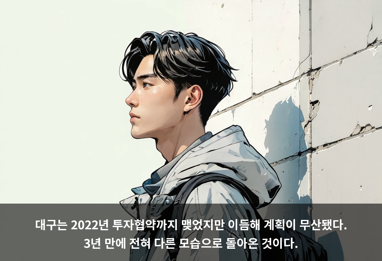 대구는 2022년 투자협약까지 맺었지만 이듬해 계획이 무산됐다. 3년 만에 전혀 다른 모습으로 돌아온 것이다.