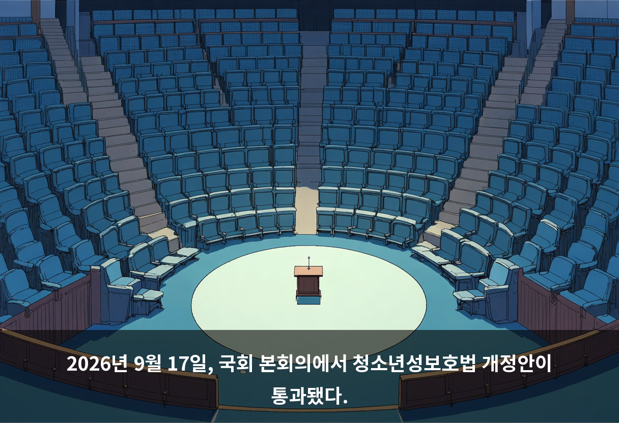 2026년 9월 17일, 국회 본회의에서 청소년성보호법 개정안이 통과됐다.
