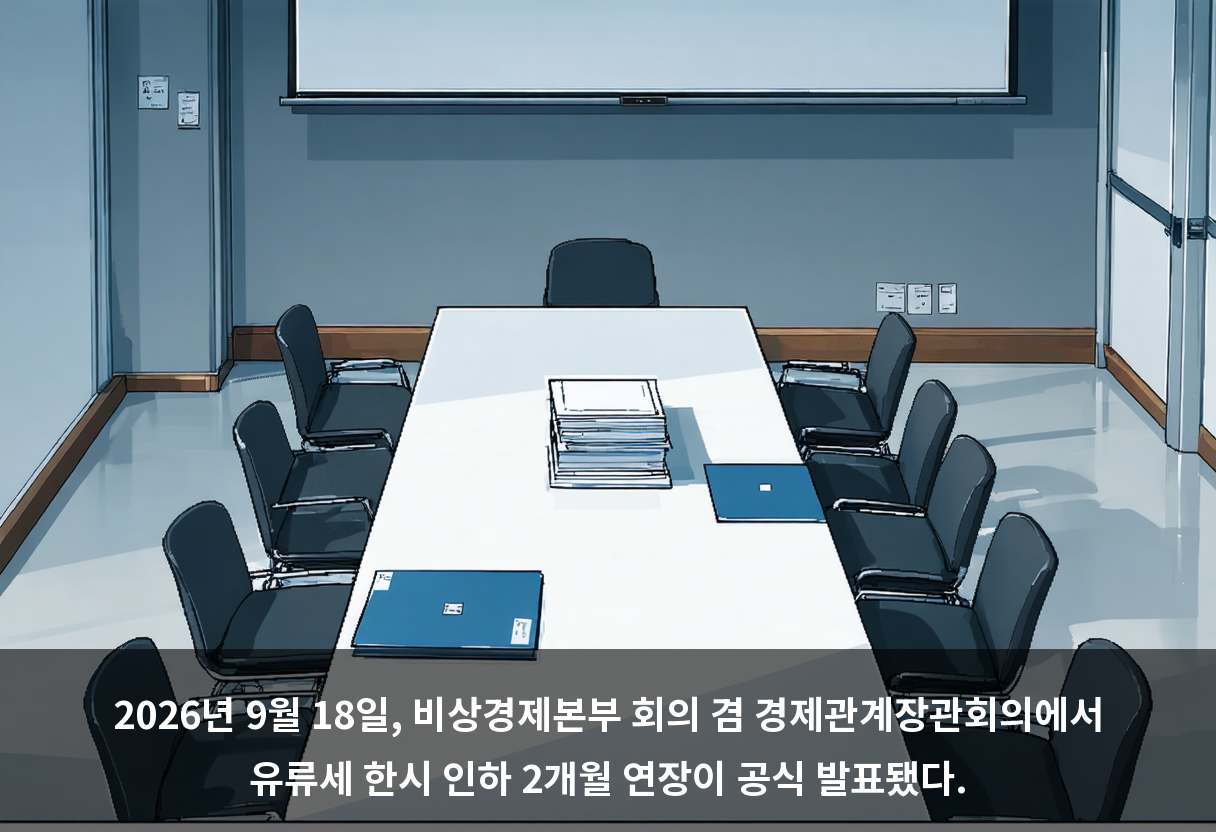 2026년 9월 18일, 비상경제본부 회의 겸 경제관계장관회의에서 유류세 한시 인하 2개월 연장이 공식 발표됐다.