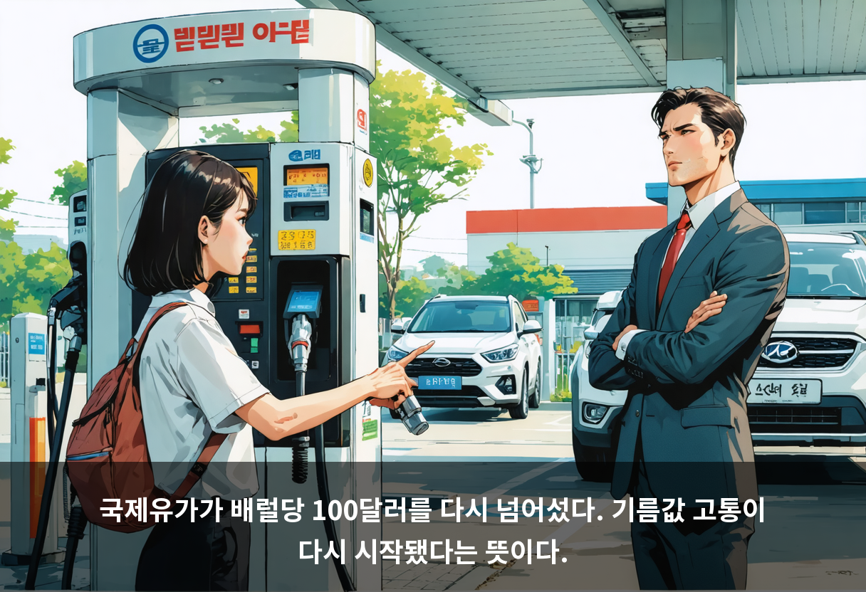 국제유가가 배럴당 100달러를 다시 넘어섰다. 기름값 고통이 다시 시작됐다는 뜻이다.