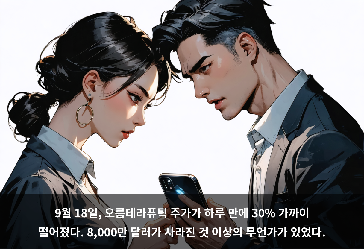 9월 18일, 오름테라퓨틱 주가가 하루 만에 30% 가까이 떨어졌다. 8,000만 달러가 사라진 것 이상의 무언가가 있었다.
