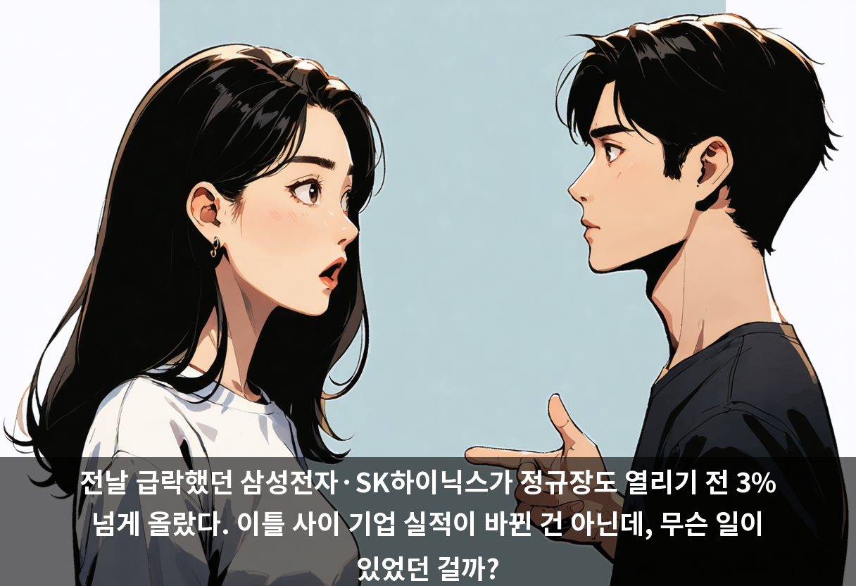 전날 급락했던 삼성전자·SK하이닉스가 정규장도 열리기 전 3% 넘게 올랐다. 이틀 사이 기업 실적이 바뀐 건 아닌데, 무슨 일이 있었던 걸까?