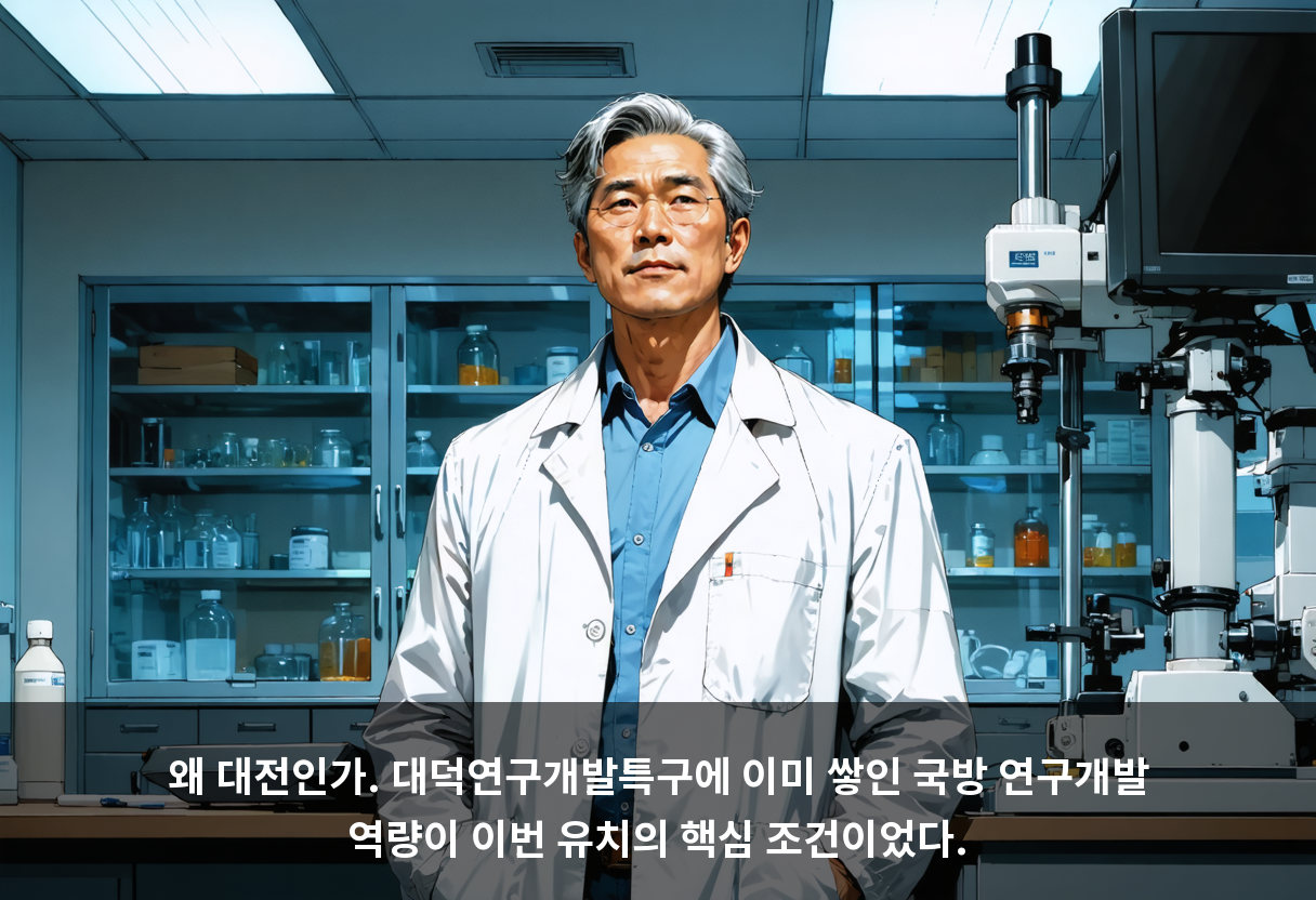 왜 대전인가. 대덕연구개발특구에 이미 쌓인 국방 연구개발 역량이 이번 유치의 핵심 조건이었다.