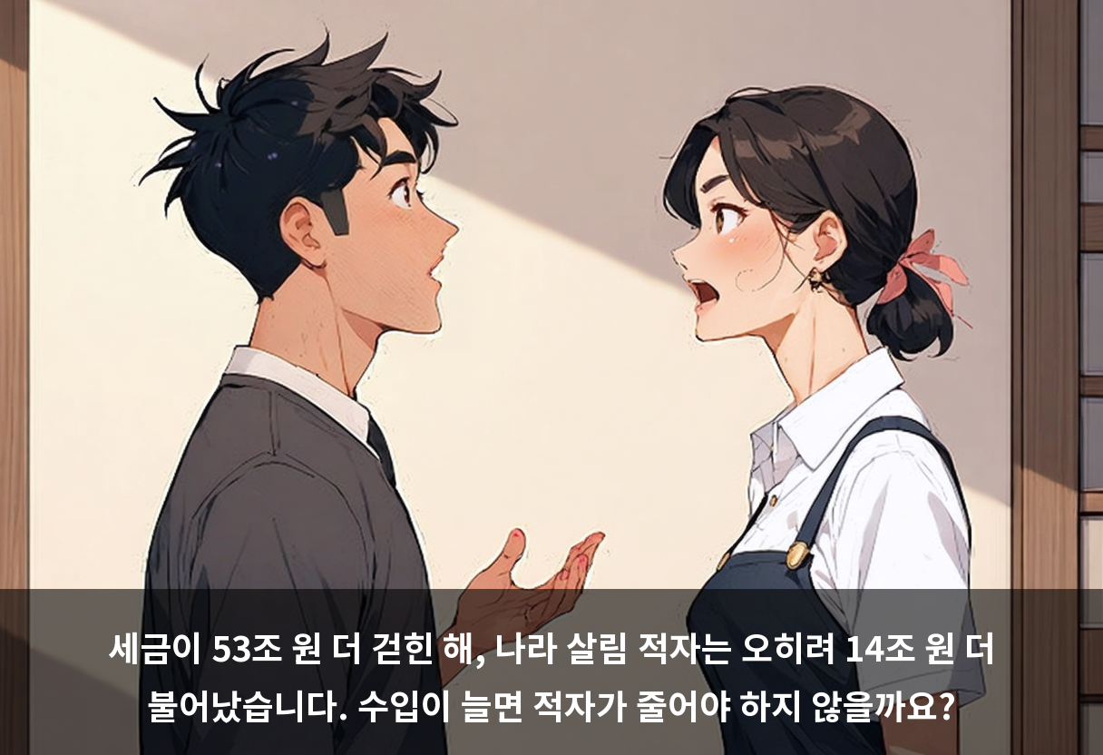 나랏돈은 53조 더 걷혔는데, 적자 폭도 역대 가장 크게 늘었습니다 🫗