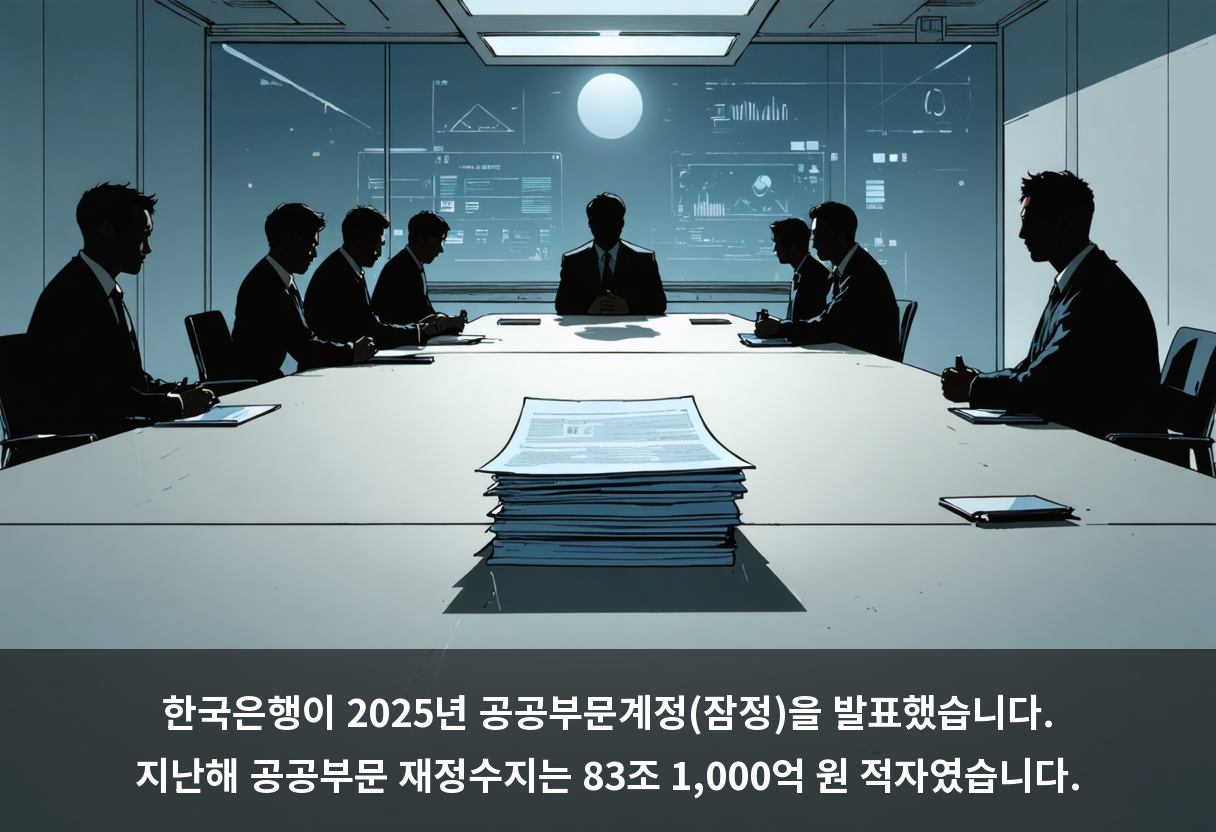 한국은행이 2025년 공공부문계정(잠정)을 발표했습니다. 지난해 공공부문 재정수지는 83조 1,000억 원 적자였습니다.