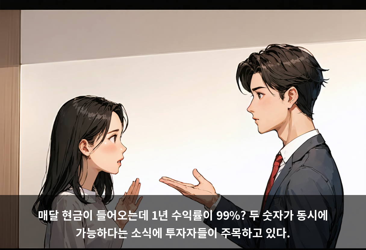 매달 현금이 들어오는데 1년 수익률이 99%? 두 숫자가 동시에 가능하다는 소식에 투자자들이 주목하고 있다.