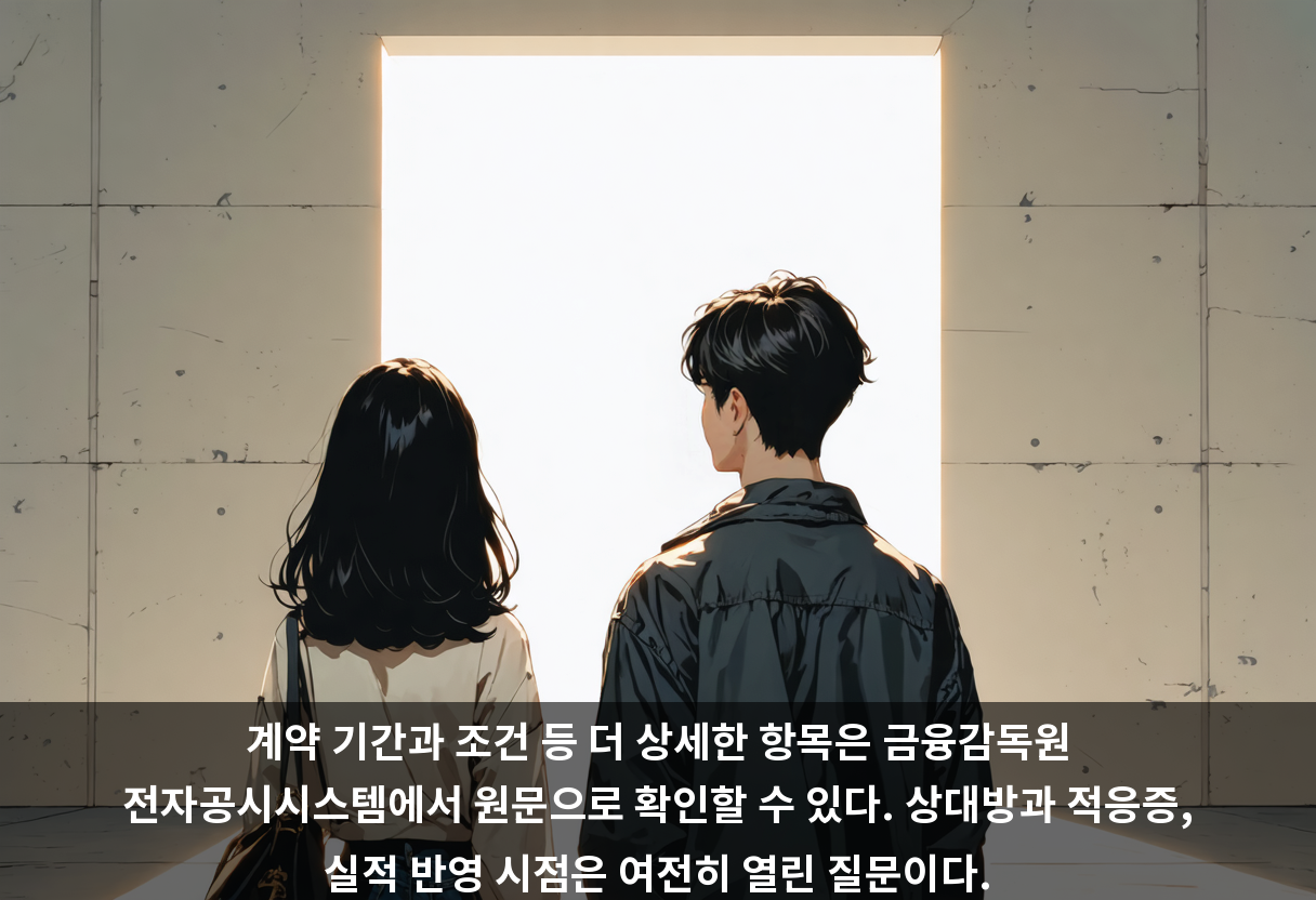 계약 기간과 조건 등 더 상세한 항목은 금융감독원 전자공시시스템에서 원문으로 확인할 수 있다. 상대방과 적응증, 실적 반영 시점은 여전히 열린 질문이다.