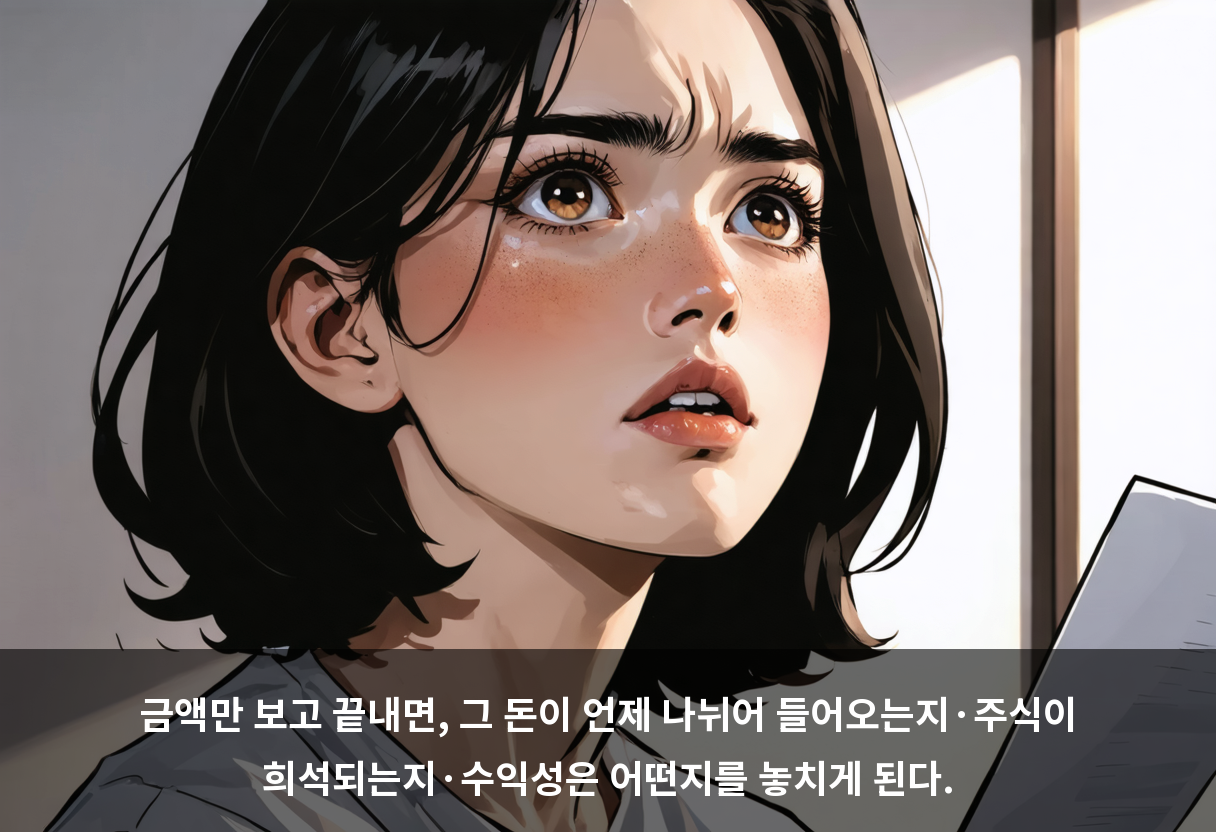 금액만 보고 끝내면, 그 돈이 언제 나뉘어 들어오는지·주식이 희석되는지·수익성은 어떤지를 놓치게 된다.