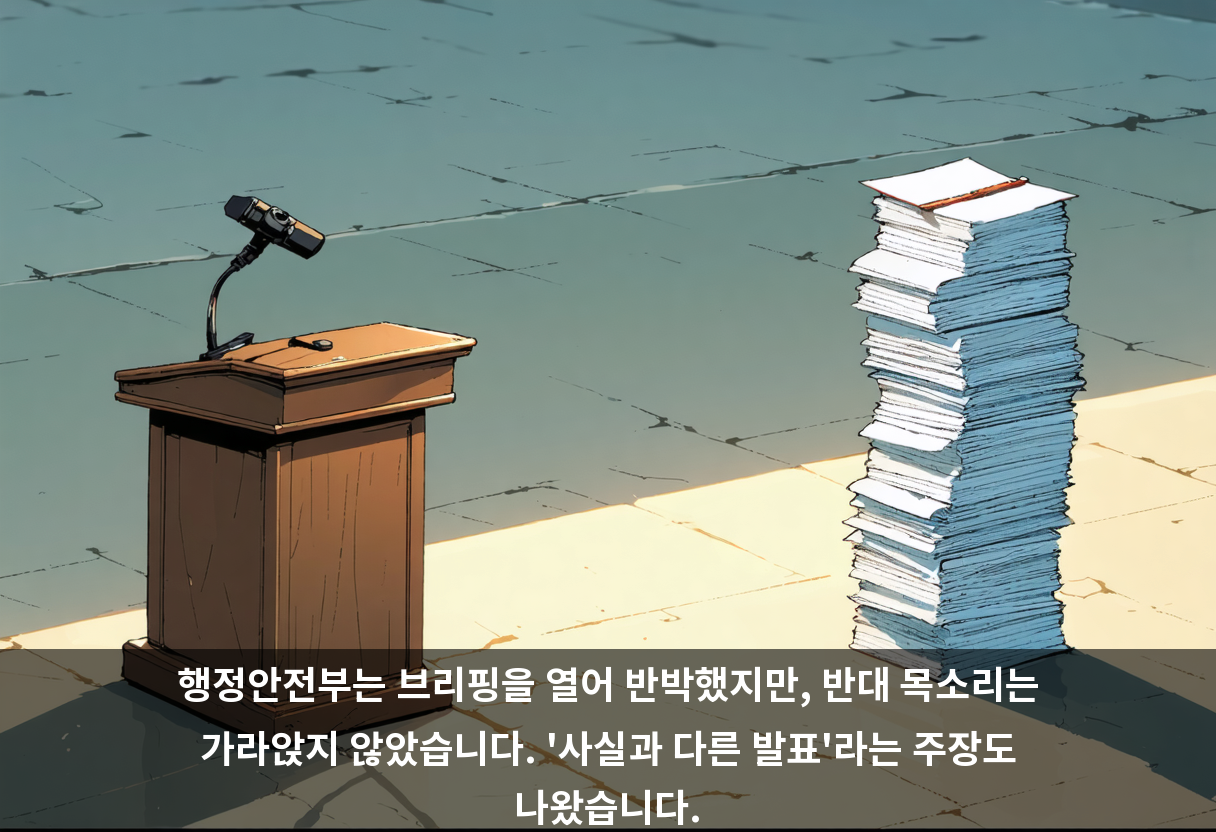 행정안전부는 브리핑을 열어 반박했지만, 반대 목소리는 가라앉지 않았습니다. '사실과 다른 발표'라는 주장도 나왔습니다.