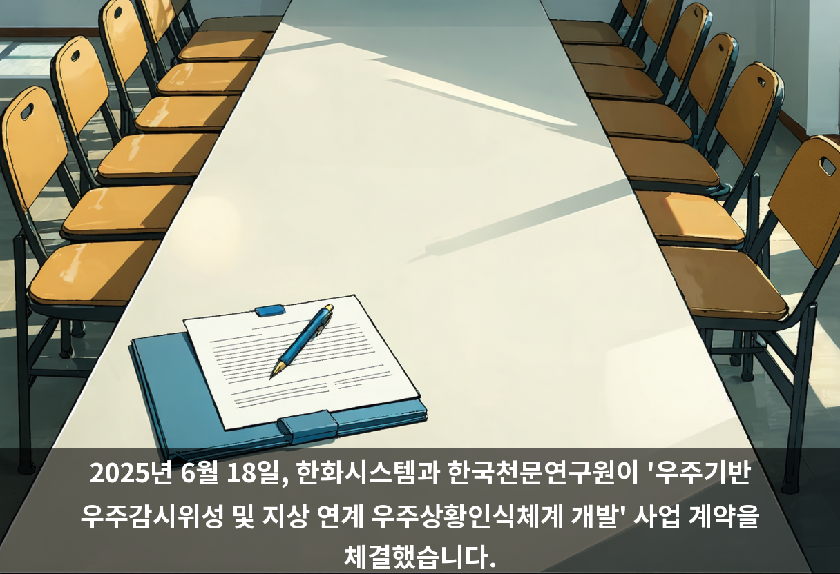 2025년 6월 18일, 한화시스템과 한국천문연구원이 '우주기반 우주감시위성 및 지상 연계 우주상황인식체계 개발' 사업 계약을 체결했습니다.