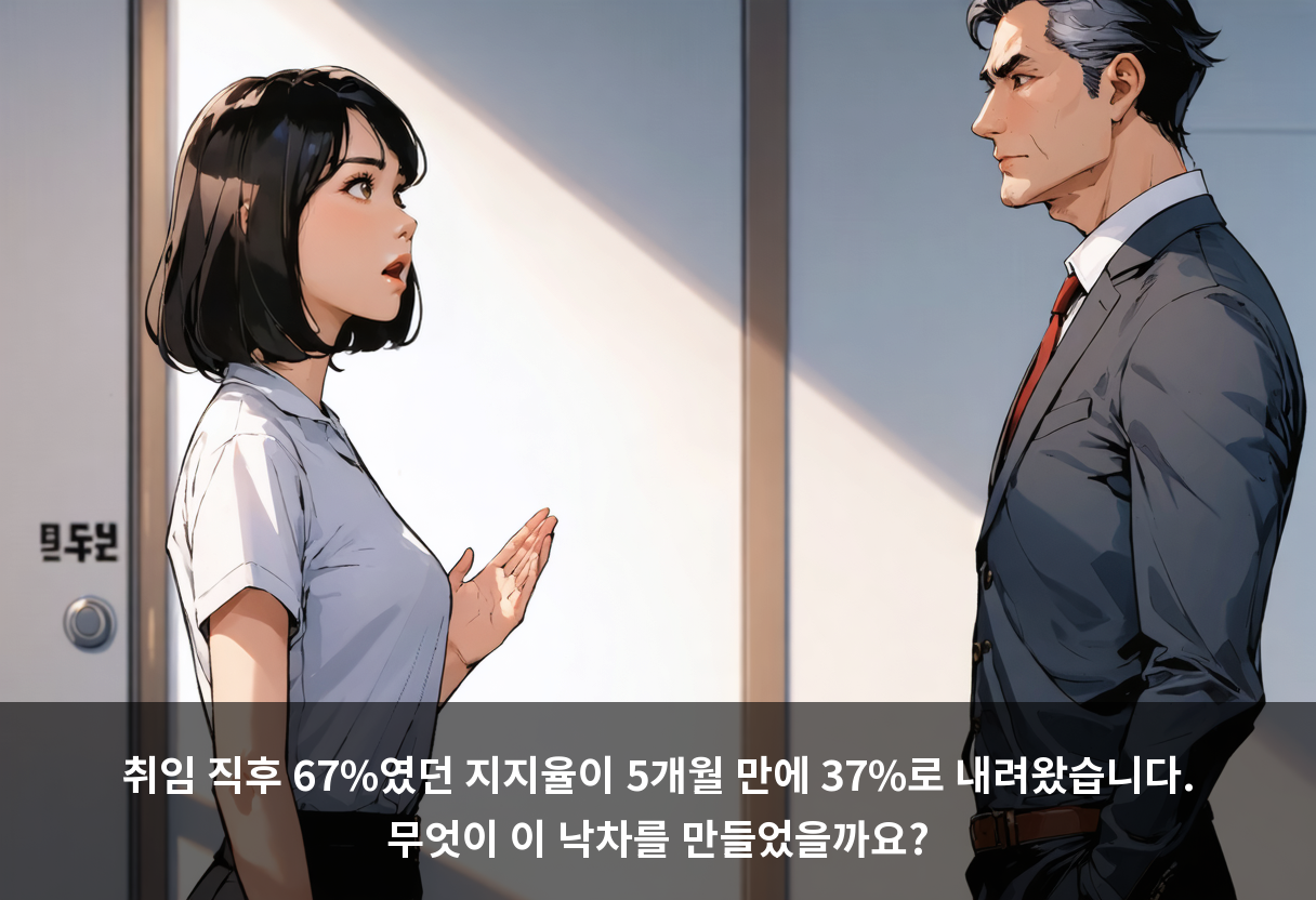 이재명 대통령 지지율, 5개월 만에 67%에서 37%로 내려갔습니다 🌡️