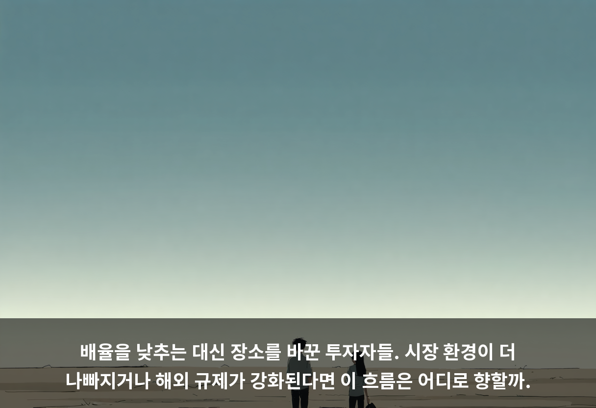 배율을 낮추는 대신 장소를 바꾼 투자자들. 시장 환경이 더 나빠지거나 해외 규제가 강화된다면 이 흐름은 어디로 향할까.