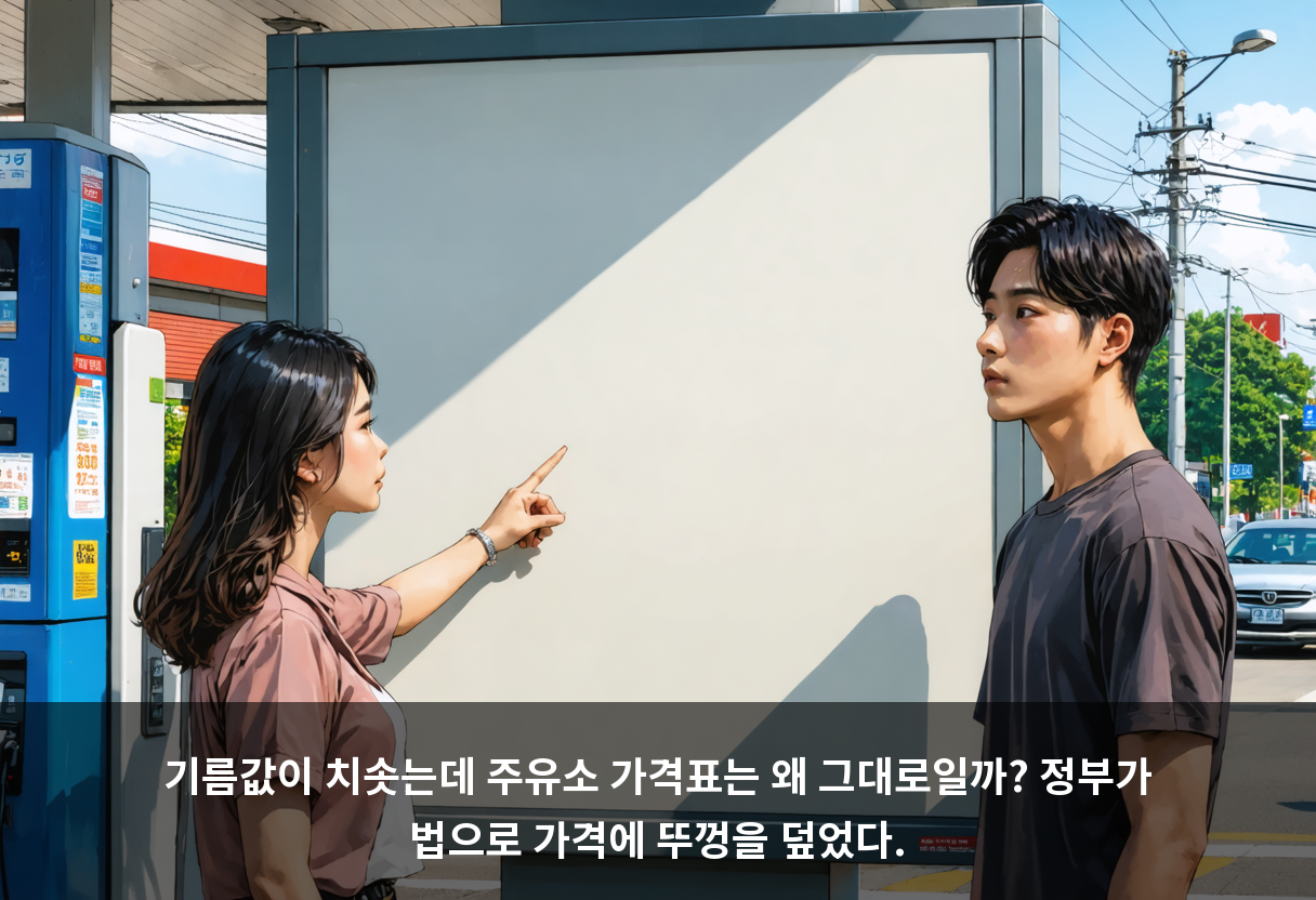 주유소 가격표는 멈춰 세웠다. 그런데 그 뒤의 국제유가는 멈추지 않았다.