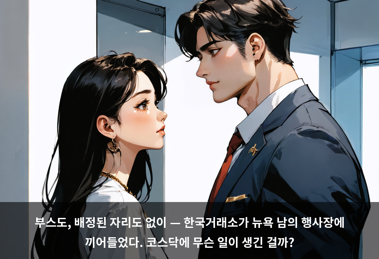 부스도, 배정된 자리도 없이 — 한국거래소가 뉴욕 남의 행사장에 끼어들었다. 코스닥에 무슨 일이 생긴 걸까?