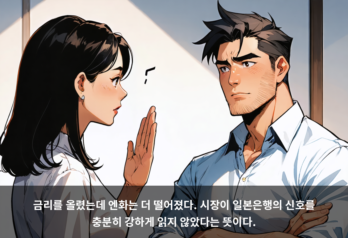 일본은행이 3개월 만에 또 금리를 올렸는데, 엔화는 더 떨어졌습니다 🎚️