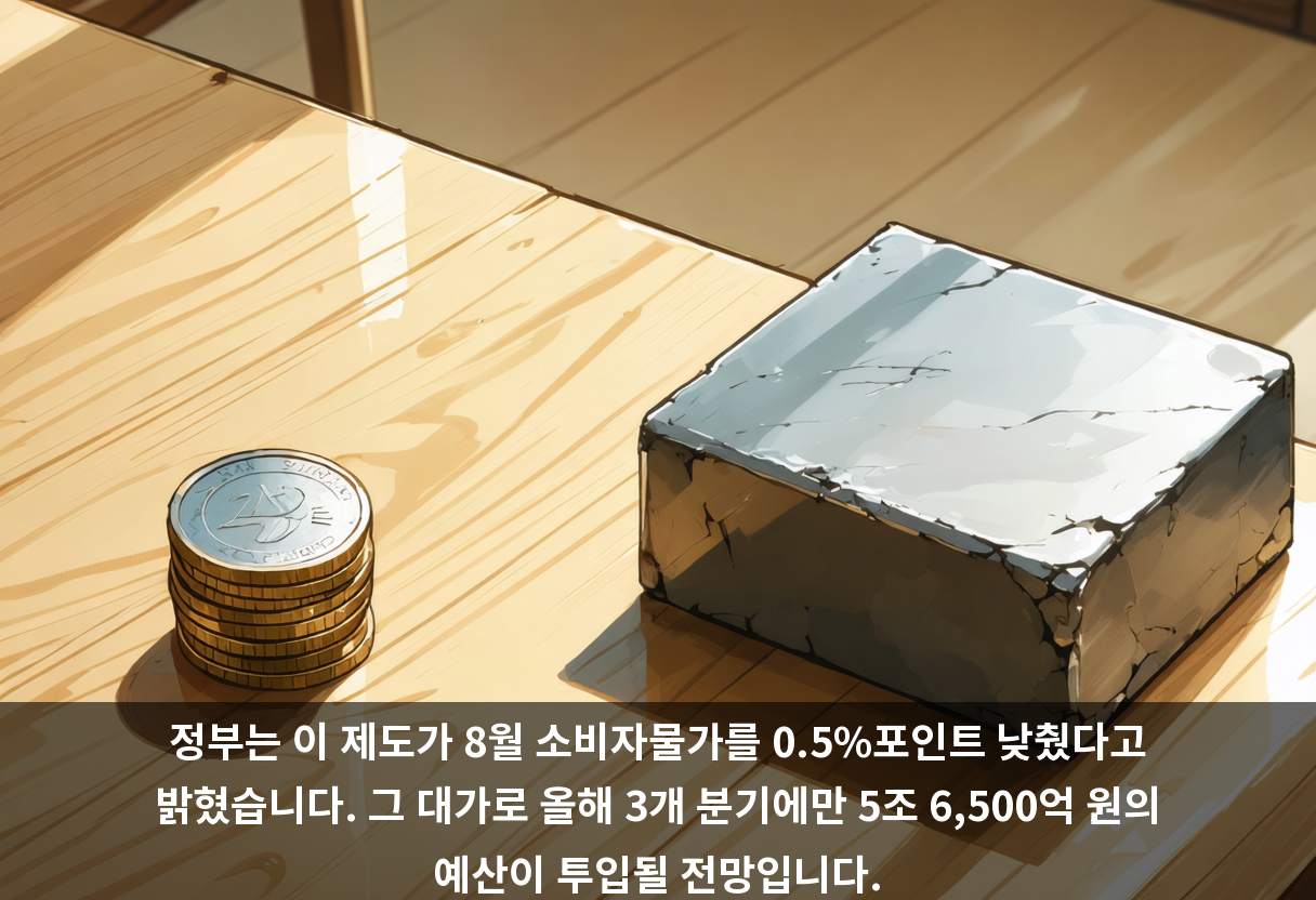 정부는 이 제도가 8월 소비자물가를 0.5%포인트 낮췄다고 밝혔습니다. 그 대가로 올해 3개 분기에만 5조 6,500억 원의 예산이 투입될 전망입니다.